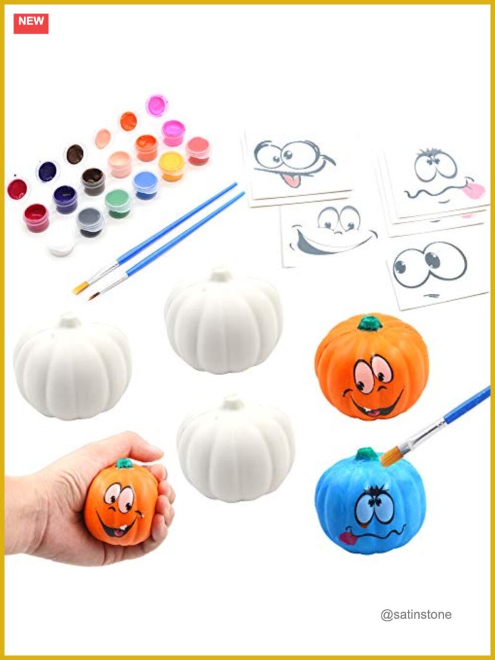 Halloween Paint Your Own Squishy Pumpkin 6 Pack Craft Kit with Stickers